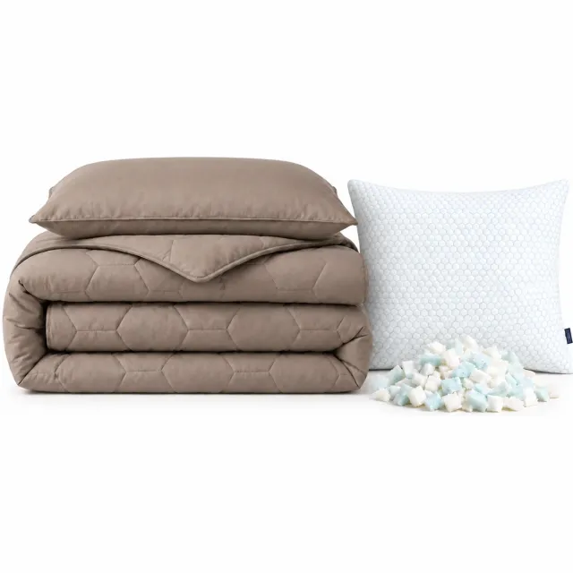 Dekbed-Discounter EazySleep Dekbed Zonder Overtrek 240 x 200 cm - Inclusief kussen en 2 kussenslopen - Wasbaar op 40 graden - Warmteklasse 2 - Mocha Mousse