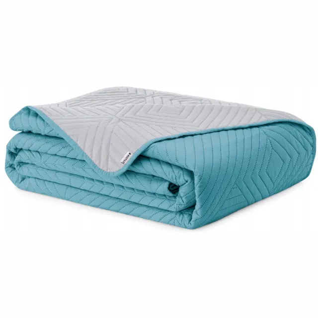 AmeliaHome RESTILO Dubbelzijdige Plaid 220x240cm - Blauw/Grijs - OEKO-TEX