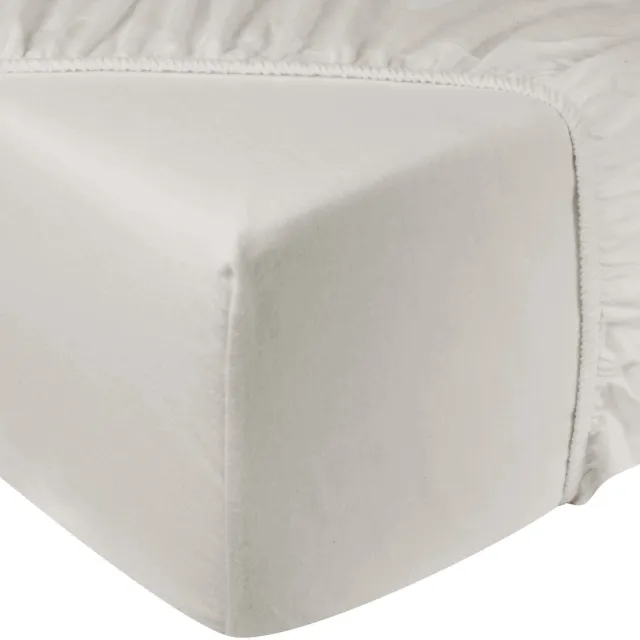 DoubleDry Hoeslaken Flanel 100% Zacht Katoen - Tweepersoons 180x200 cm - Rondom Elastiek - Ecru
