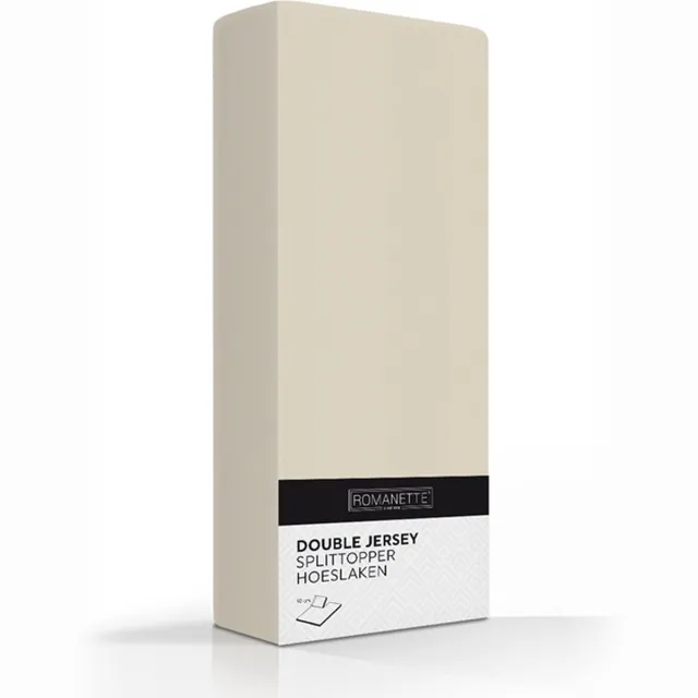 Romanette Double Jersey Splittopper Hoeslaken Romanette Beige 160 x 200/210/220 cm [Beige]