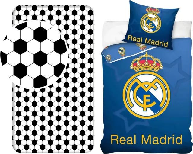 Real Madrid CF Real Madrid slaapkamerset; dekbedovertrek en hoeslaken Blauw