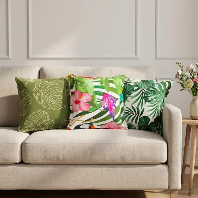 vidaXL Kussensloop 6 st HOUTEN Bladpatroon 30 x 30 cm Polyester Groen