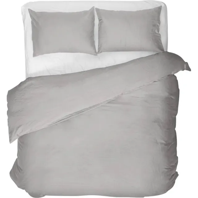 Droomtextiel Luxe Egyptische Katoenen Dekbedovertrek Grijs Eenpersoons 140x200/220 cm - Zeer Hoogwaardige Kwaliteit - Super Zacht