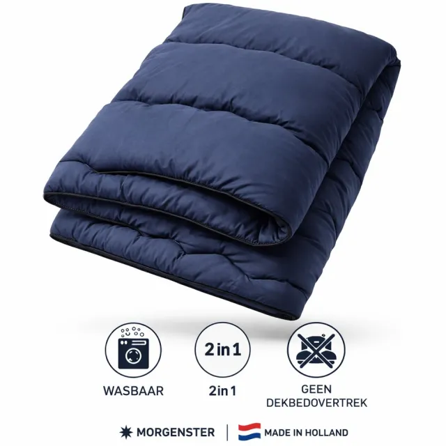 Morgenster Eazzy Beds dekbed en dekbedovertrek in 1 wasbaar 240x220 donker blauw