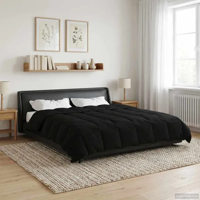 vidaXL Zomer Dekbed 220 x 240 cm Zomer Microfiber (100% polyester) Zwart