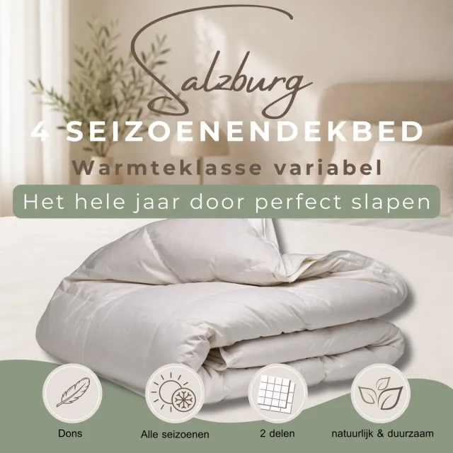 4-Seizoenen Dekbed Oostenrijks Schuddons 240x220 | Fluffy Dons Dekbed | Zomer & Winter Heerlijk Slapen | RDS & Nomite Keurmerk | Nederlands Fabrikaat Wit