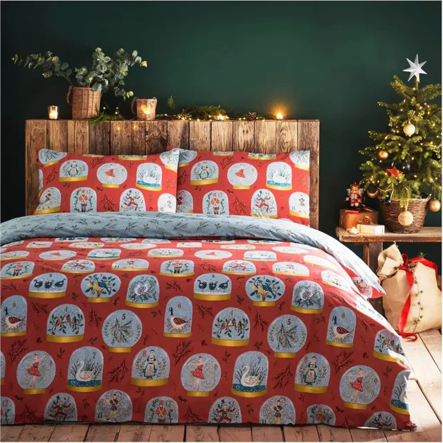 Famanu Dekbedovertrekset met kerstthema, polykatoen, rood Neutraal