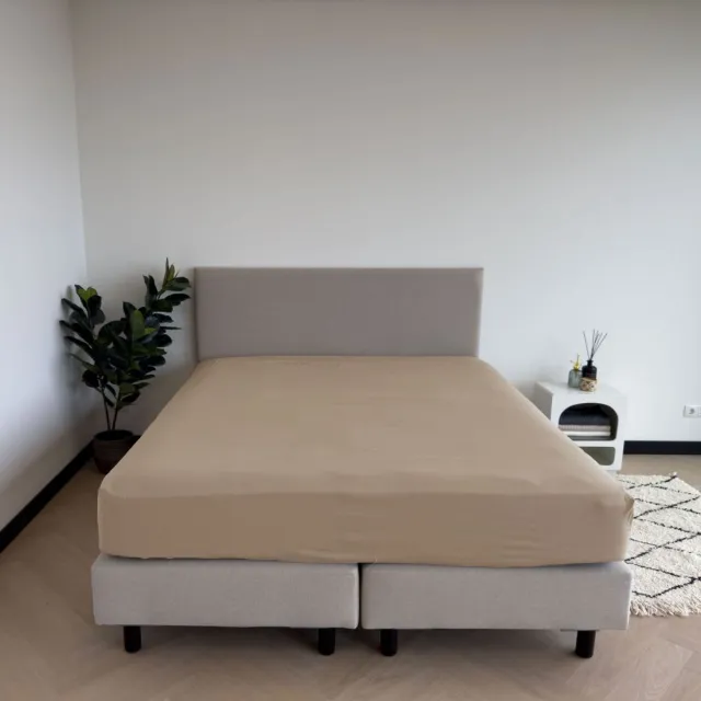 kayori Isis Hoeslaken Egyptisch Satijn - 160x200-210cm - Hotelkwaliteit 400TC - Matrasdikte 35 cm - Taupe