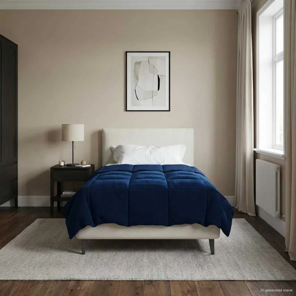 vidaXL Vol jaar dekbed 135 x 220 cm Microfiber (100% polyester) blauw, foto 4