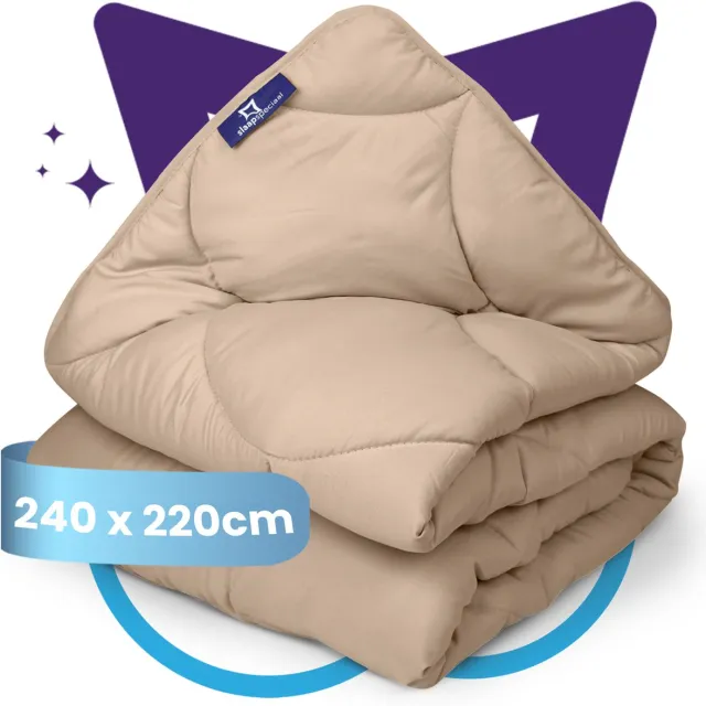 Slaapspeciaal Eazydekbed Essential Taupe - Wasbaar Dekbed - Dekbed zonder Overtrek - Hoesloos Dekbed - All Year Dekbed - 2 in 1 Dekbed - Dekbed met Vaste Overtrek - Gekleurd Dekbed - 240x220 cm