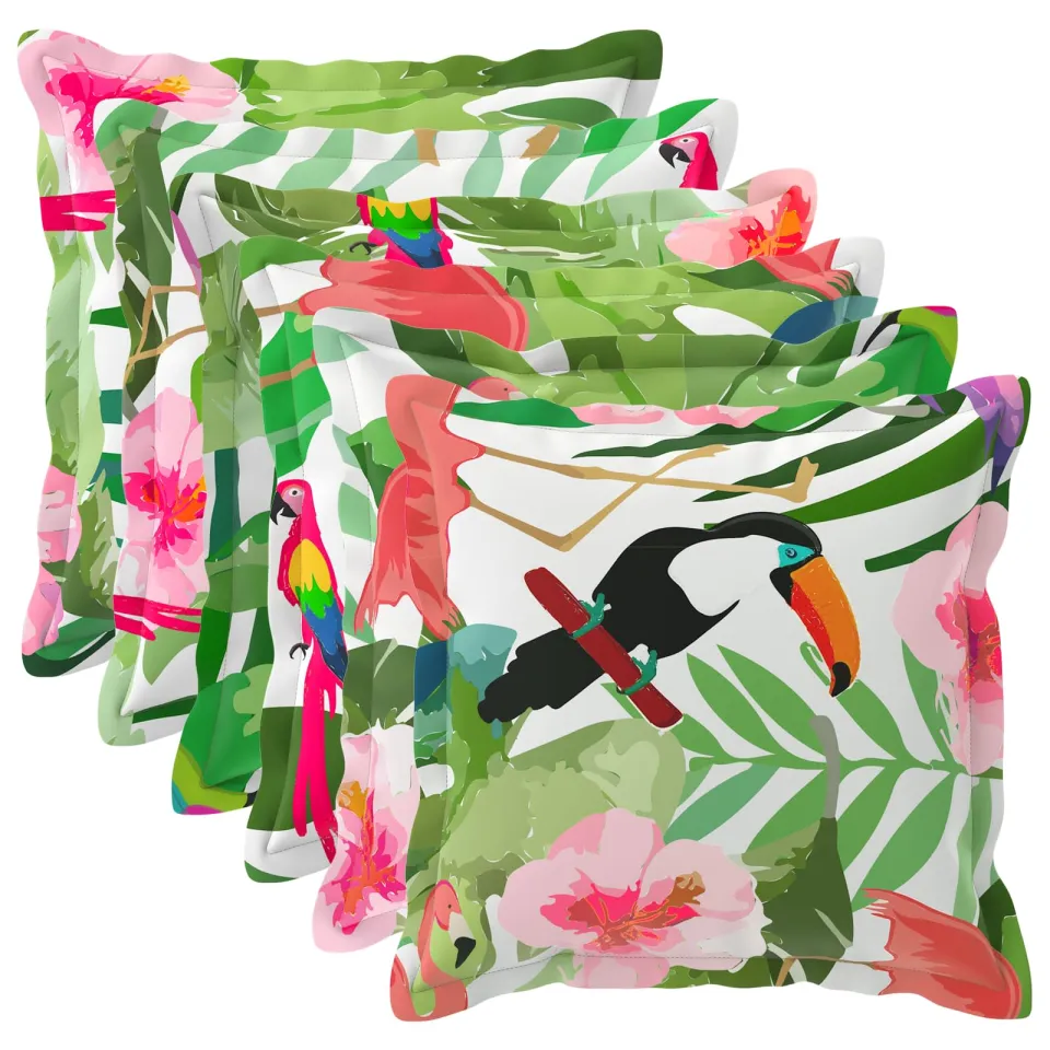 vidaXL Kussensloop 6 st HOUTEN Meerkleurig 45 x 45 cm Polyester, foto 3