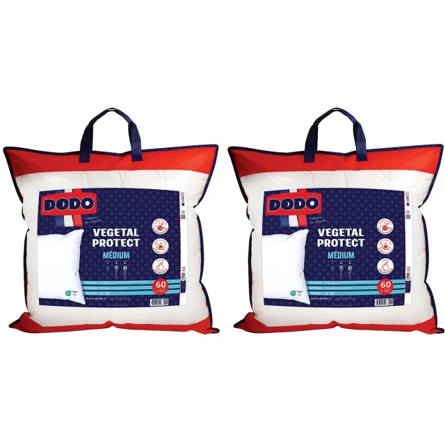 Vente-unique Set van 2 hoofdkussens DODO natuurlijk anti-huisstofmijt - 60 x 60 cm - VEGETAL PROTECT Wit