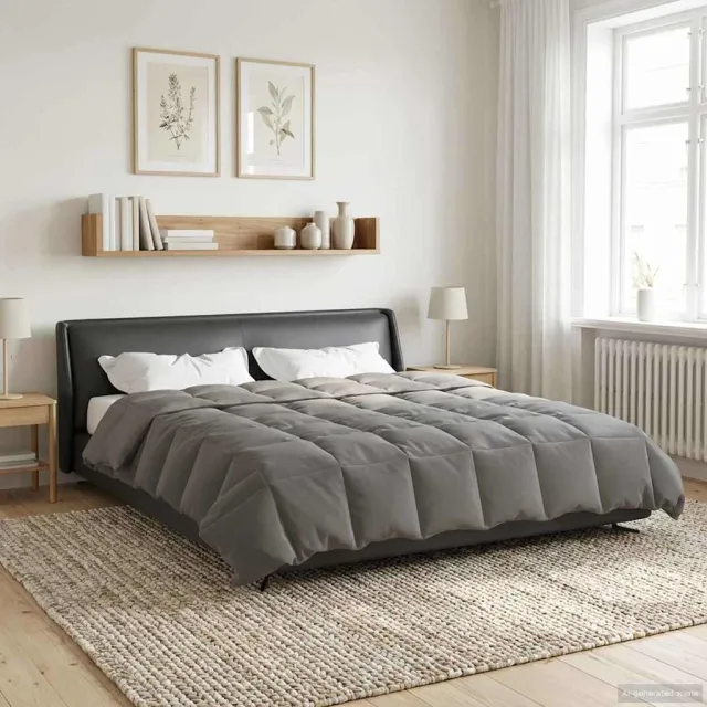 vidaXL Zomer Dekbed 200 x 220 cm Zomer Microfiber (100% polyester) Lichtgrijs