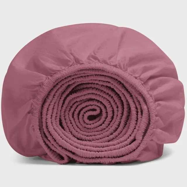 Yumeko hoeslaken percal katoen framboosroze 90x210x30 - Bio, eco & fairtrade Raspberry Dream