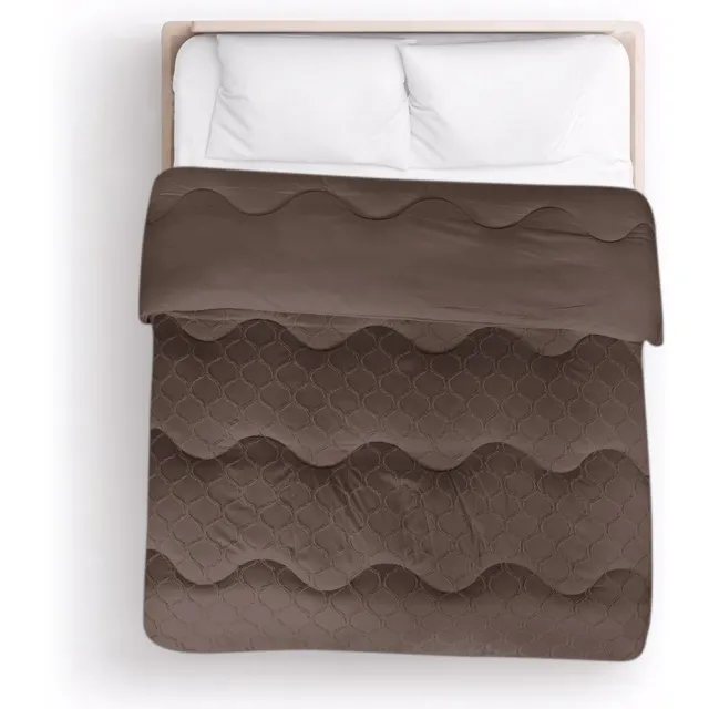 Zydante Dekbed Zonder Overtrek - Hoesloos Dekbed - Easy Dekbed - Tufted Curve - Bruin / 240x200