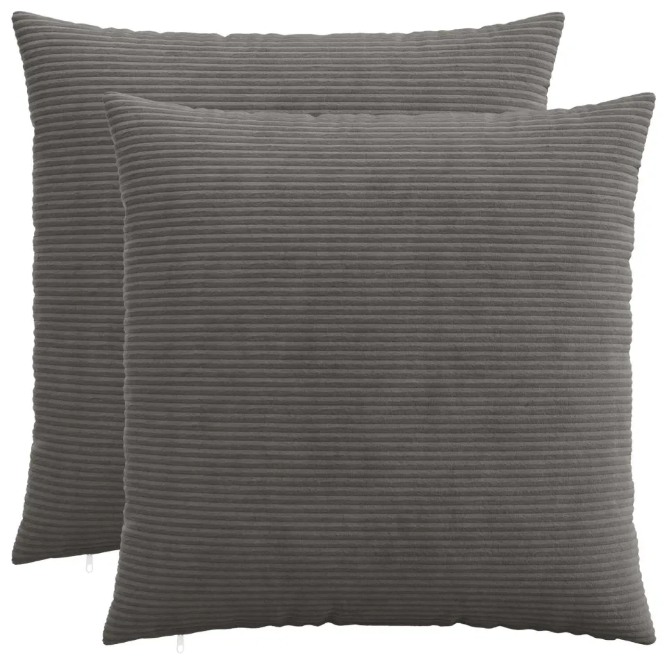 vidaXL Kussensloop 2 st HEERLEN Donkergrijs 55 x 55 cm corduroy