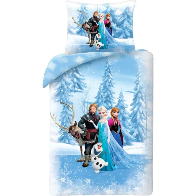 Disney Frozen Dekbedovertrek winterland - 140 x 200 cm - Katoen - 70 x 90 cm Blauw