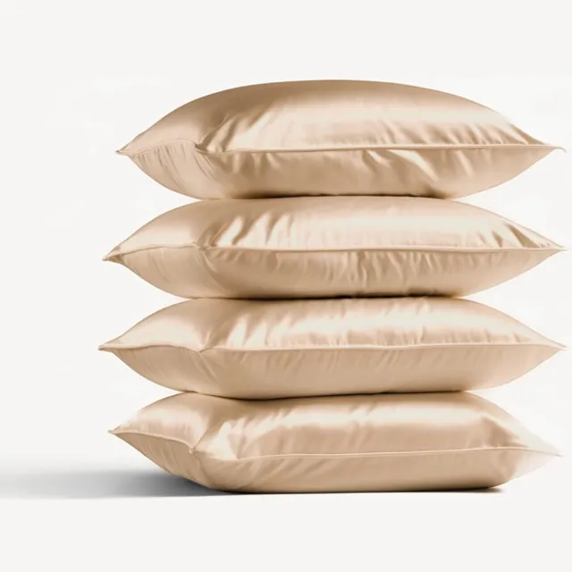 Silk Heaven 4x Zijden Kussensloop 40x80cm Donker Champagne Hotelsluiting 19 Momme - Kussensloop set - Luxe Silk Kussensloop 100% moerbei zijde - Zijde kussensloop - Silk Heaven - 40x80cm / Hotelsluiting