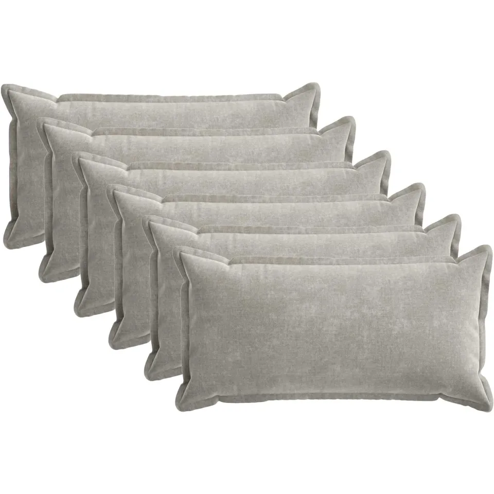 vidaXL Kussensloop 6 st HOUTEN Lichtgrijs 40 x 80 cm Chenille Stof, foto 3