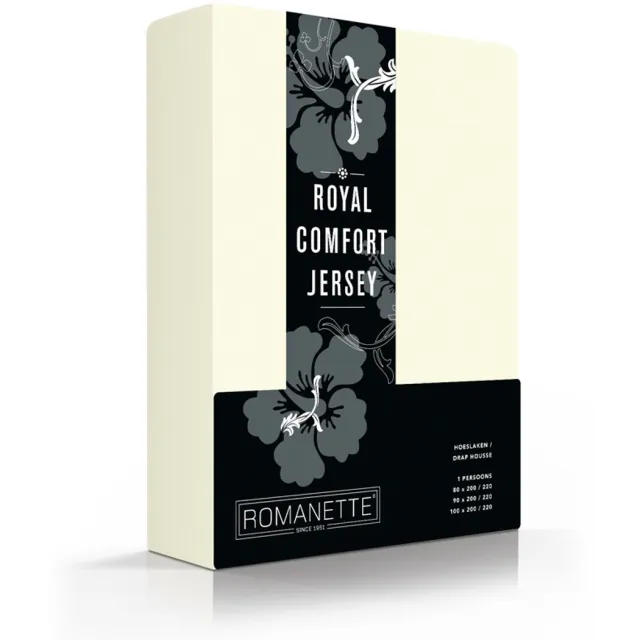 Royal Jersey Comfort Premium 95% Macokatoen / 5% Lycra Hoeslaken - Eenpersoons (80/90/100x200/210/220 cm) - Ivoor