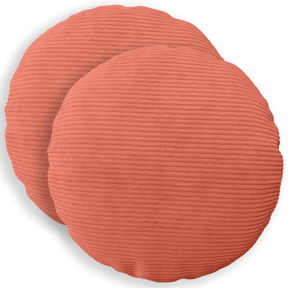 vidaXL Kussensloop 2 st HEERLEN Rood-oranje Dia. 60 cm corduroy, foto 3