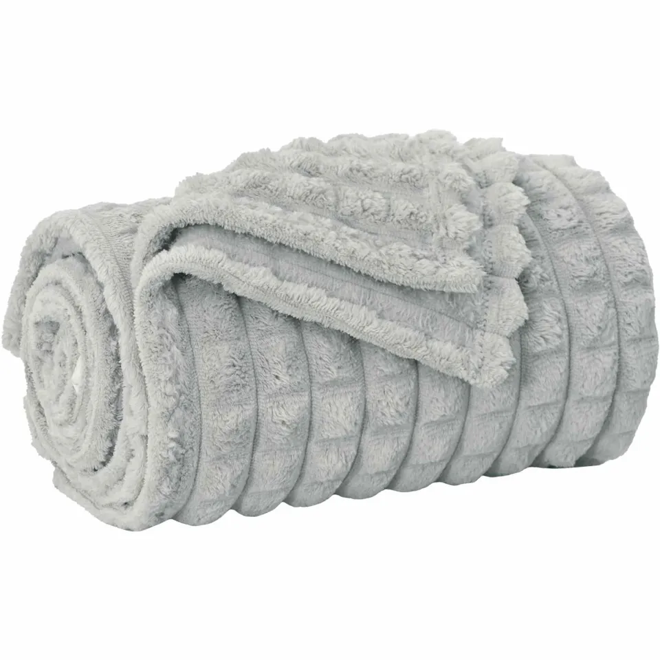 vidaXL Gooi Deken Grijs 150 x 130 cm 0,51 kg Fleece, foto 4