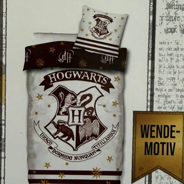 Harry Potter Dekbedovertrek, met opdruk + kussensloop , 135x200 cm / 80x80 cm wit
