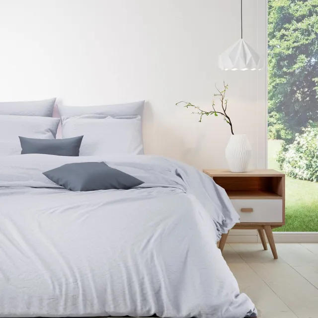 Mistral Home DEKBEDOVERTREK - katoen renforcé - 200 x 200 cm + 2x 65 x 65 cm - tweepersoons - patroon - Écru Écru/Wit/Grijs