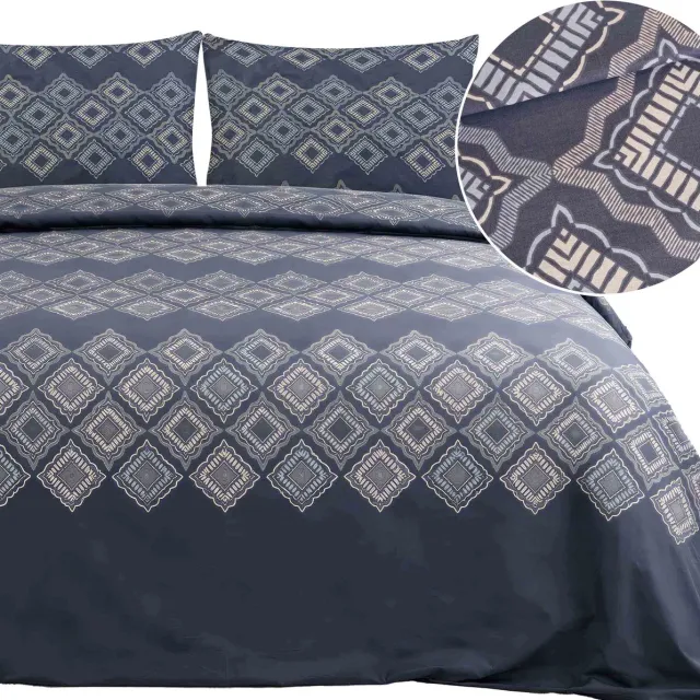 Darymex Titel Luxe Katoenen Dekbedovertrekset Ranforce DORA – 200x220 cm – Symmetrisch Geometrisch Donkerblauw – 100% Katoen – Darymex