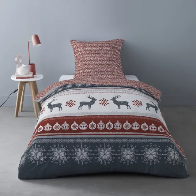Better Nights Luxe Polar Fleece Dekbedovertrek Fenris Rouge- 1persoons - 140x200 - rood - Kerst/winter - kussensloop 63x63