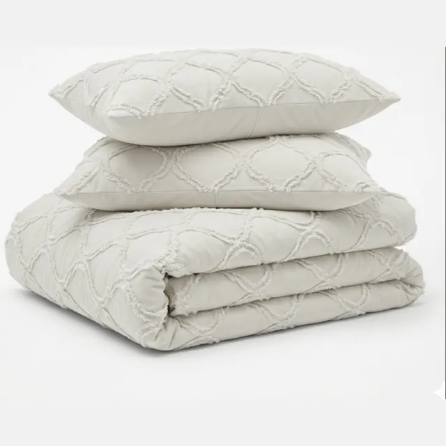 decoware Dekbed zonder Overtrek 200x200 cm - Easy Tufted Curve Wit - Hoesloos Dekbed Wasbaar - Incl. Kussensloop - All Season - Tweepersoons