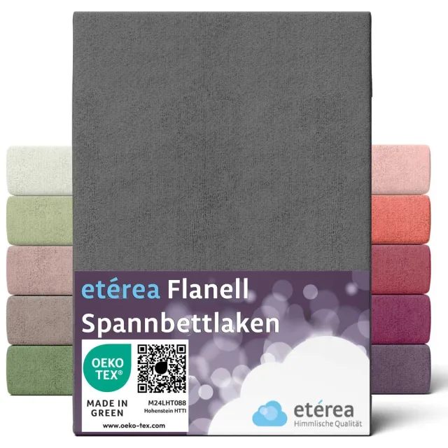 etérea Himmlische Qualität etérea Flanellen Bettlaken hoeslaken 150x250 cm - 100% Katoen - Grijs Antraciet