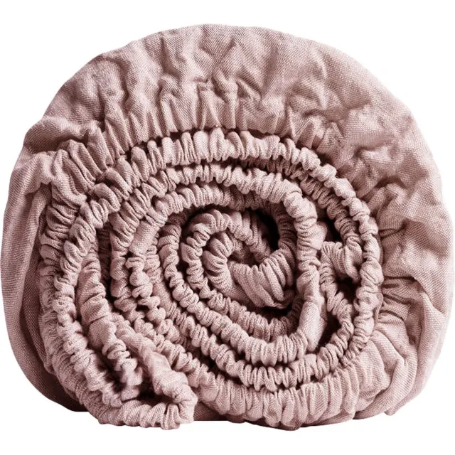 Yumeko hoeslaken gewassen linnen roze chambray 90x210x30 - Biologisch & ecologisch Rose Chambray