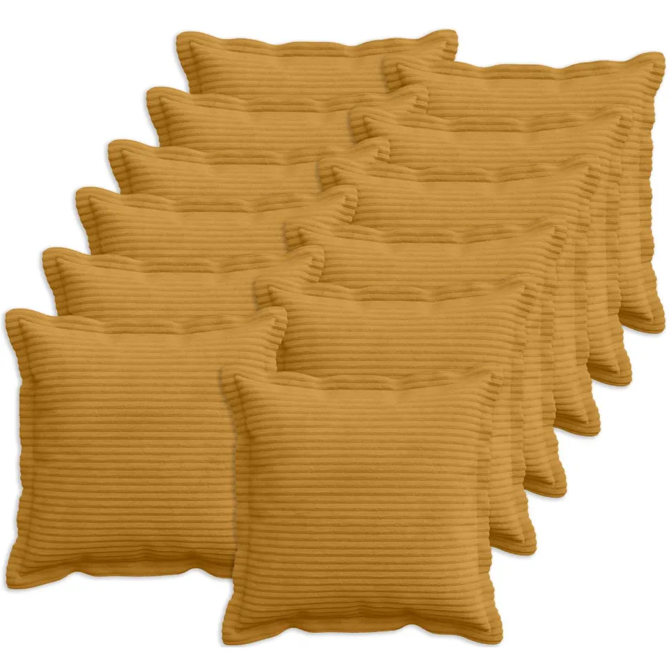 vidaXL Kussensloop 12 st HOUTEN Geel 40 x 40 cm corduroy