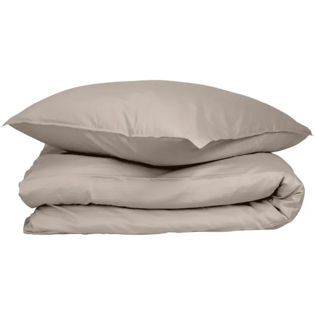 Wocha Dekbedovertrek Set - 100% Biologisch Katoen Satijn (300TC) - 140x200/220 - Taupe - Premium kwaliteit en duurzaam - Incl. 1 kussensloop Beige