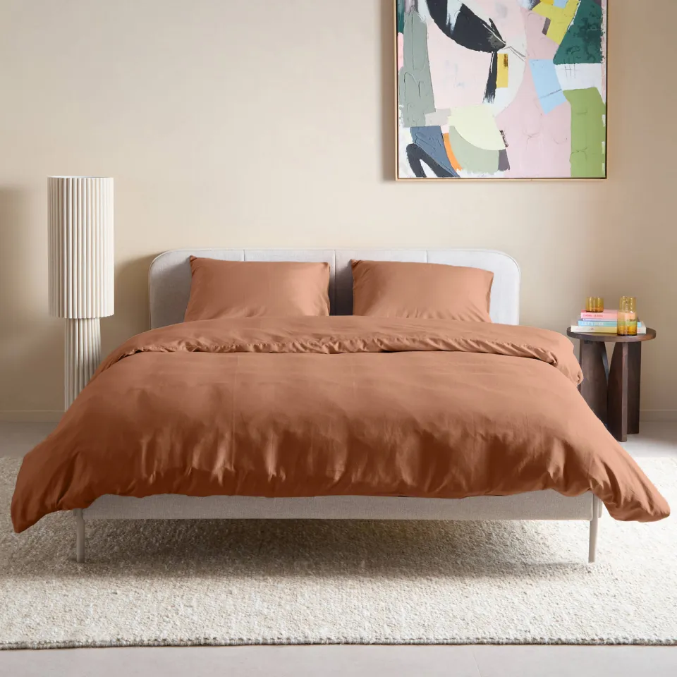 NOUS Living katoen-satijnen 2-persoons dekbedovertrek 200x220 cm - bruin, foto 4