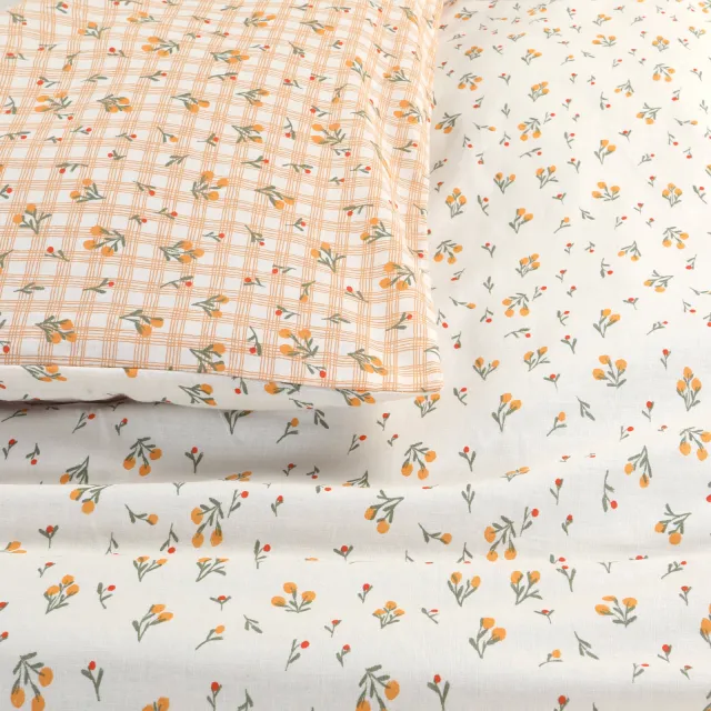 NOUS Kids dekbedovertrek ledikant oranje met bloemenprint, foto 6