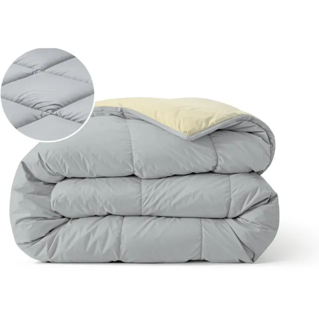 Zelesta Pure Duo Katoen Dekbed - Lichtgrijs & Botergeel 140x200cm