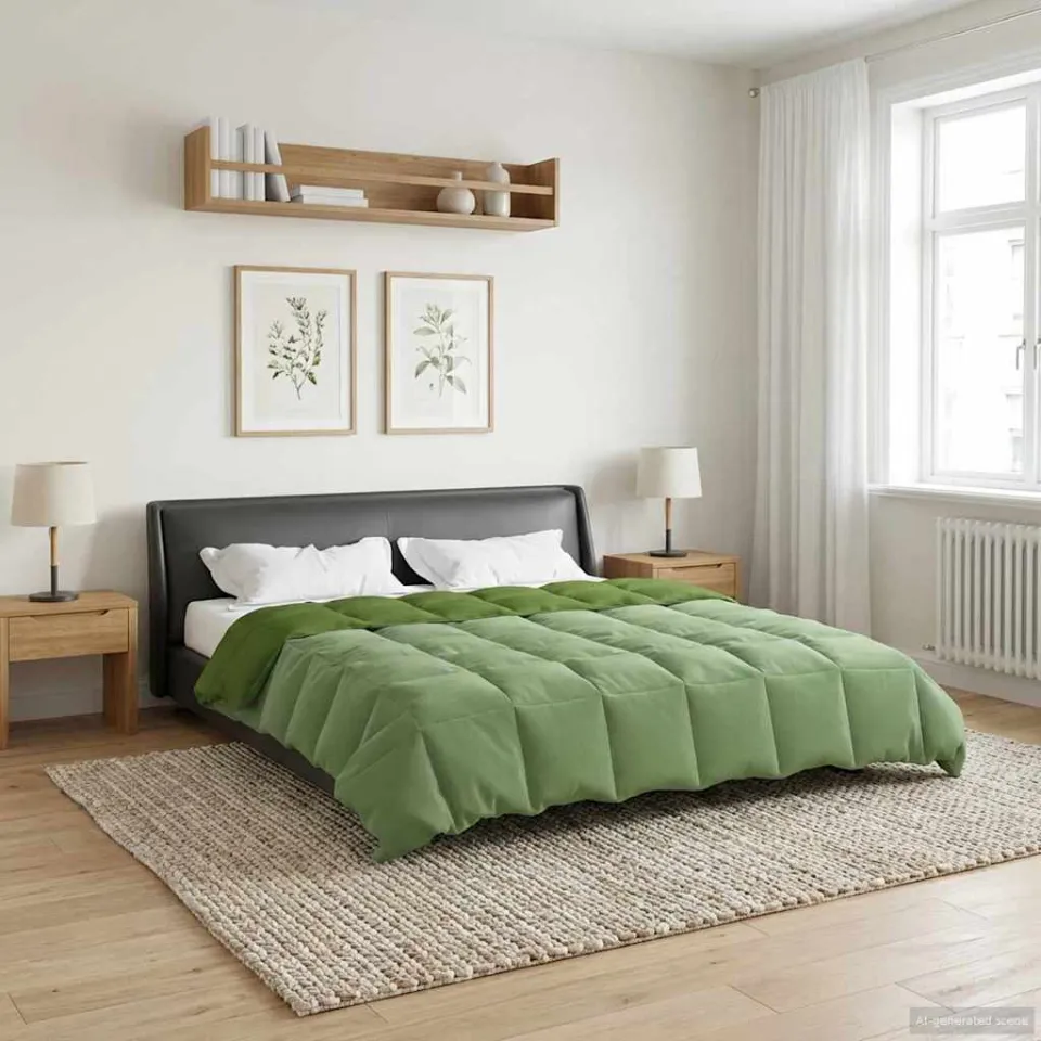 vidaXL Vol jaar dekbed 200 x 240 cm Microfiber (100% polyester) Groen, foto 4