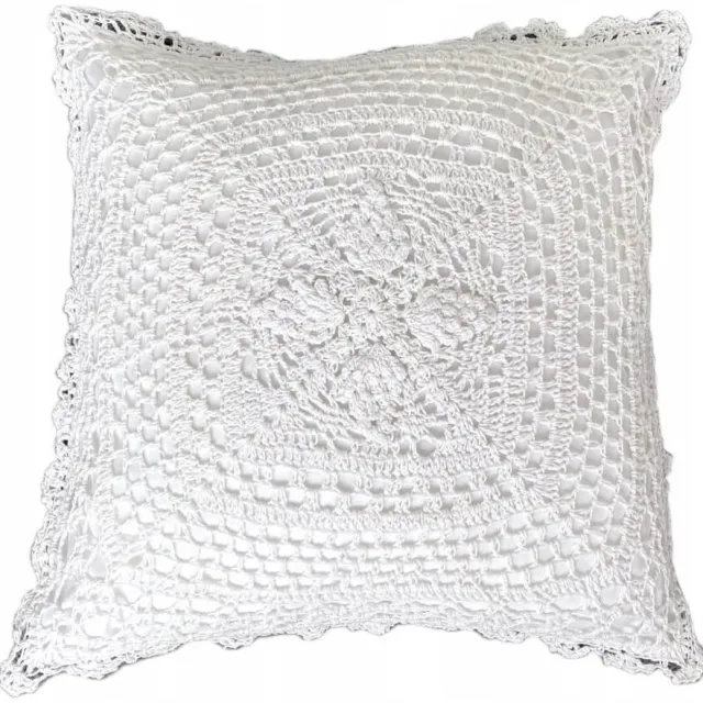 DeHome Haakwerk Kussensloop 40x40 cm - Wit