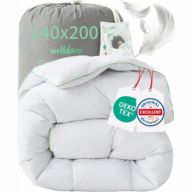 Welldora Dekbed 140 x 200 | 100% Extra Zacht Veren- en Donsdekbed | Zorgvuldig Getest, Oeko-Tex, Allergievriendelijk | RDS-keurmerk voor Dierenwelzijn | Winterdekbed Veren en Dons 140 x 200 Wit