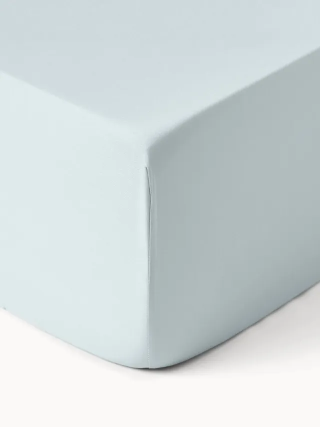 Westwing Collection Boxspring hoeslaken Comfort, katoensatijn Lichtblauw