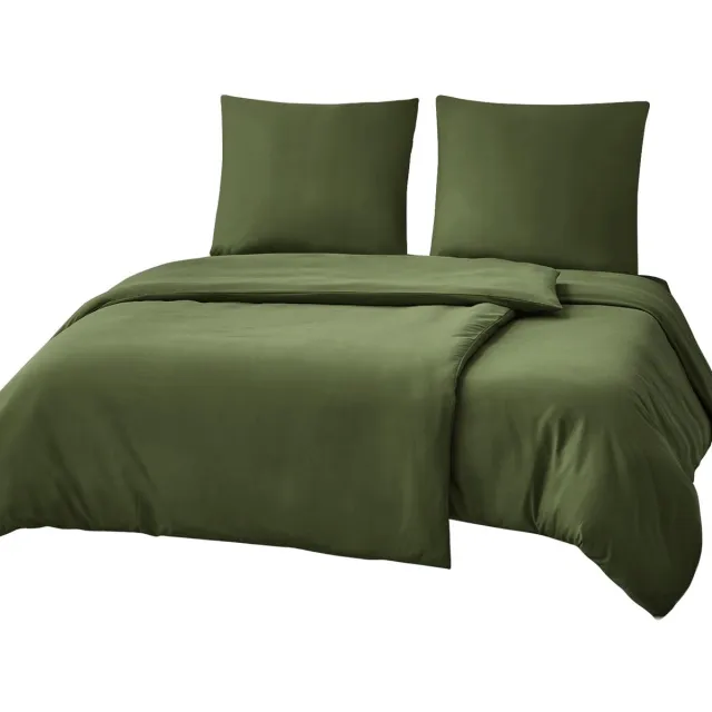 Unyqoos ® Zacht en Strijkvrij Microvezel Beddengoedset met Ritssluiting in Olijfgroen 02, olijfgroen