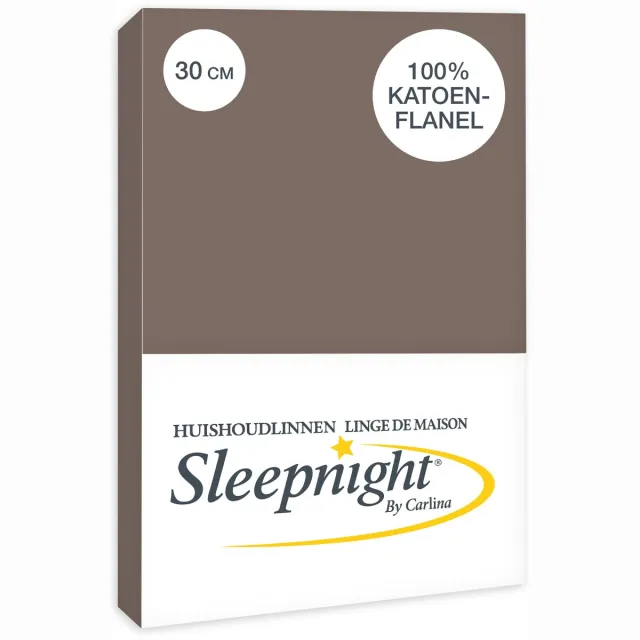 Sleepnight Hoeslaken Flanel 30 cm Taupe - 140 x 200 cm - [Taupe]