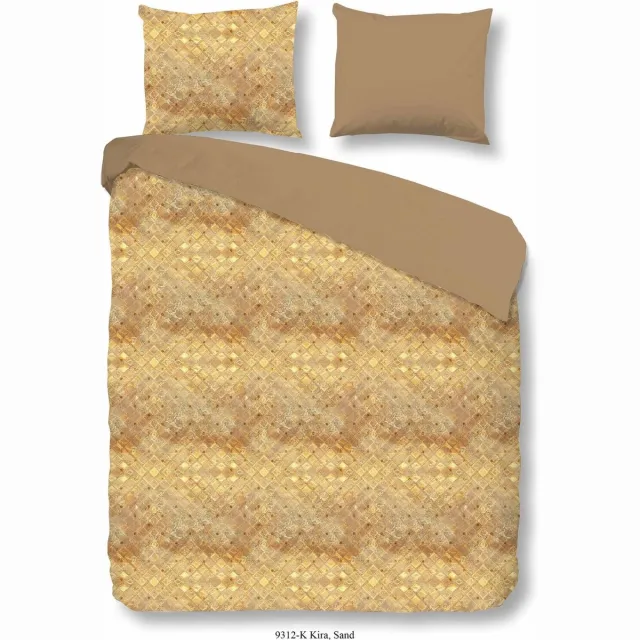 Descanso Kira - Dekbedovertrek - Katoensatijn - Tweepersoons - 200x200/220 cm - Zand beige
