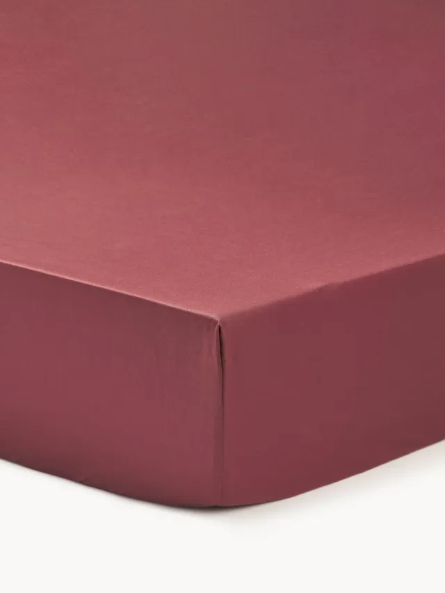 Westwing Collection Topperhoeslaken Premium, katoensatijn Wijnrood