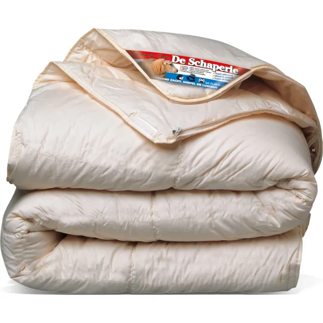De Schaperie Luxe 4-Seizoenen 100% IWS Zuiver Scheer wollen Dekbed met Rits | All-Season | 240x220 cm (extra lang) Creme
