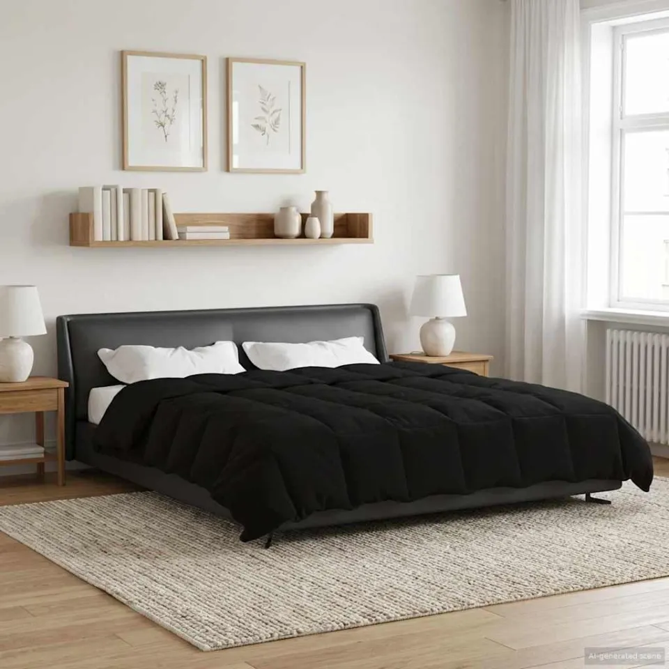 vidaXL Zomer Dekbed 200 x 200 cm Zomer Microfiber (100% polyester) zwart, foto 4