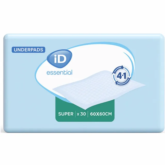 ONTEX ID Essential Underpads Super 60 x 60 cm - 1 paquet de 30 protections 1 pak van 30 stuks