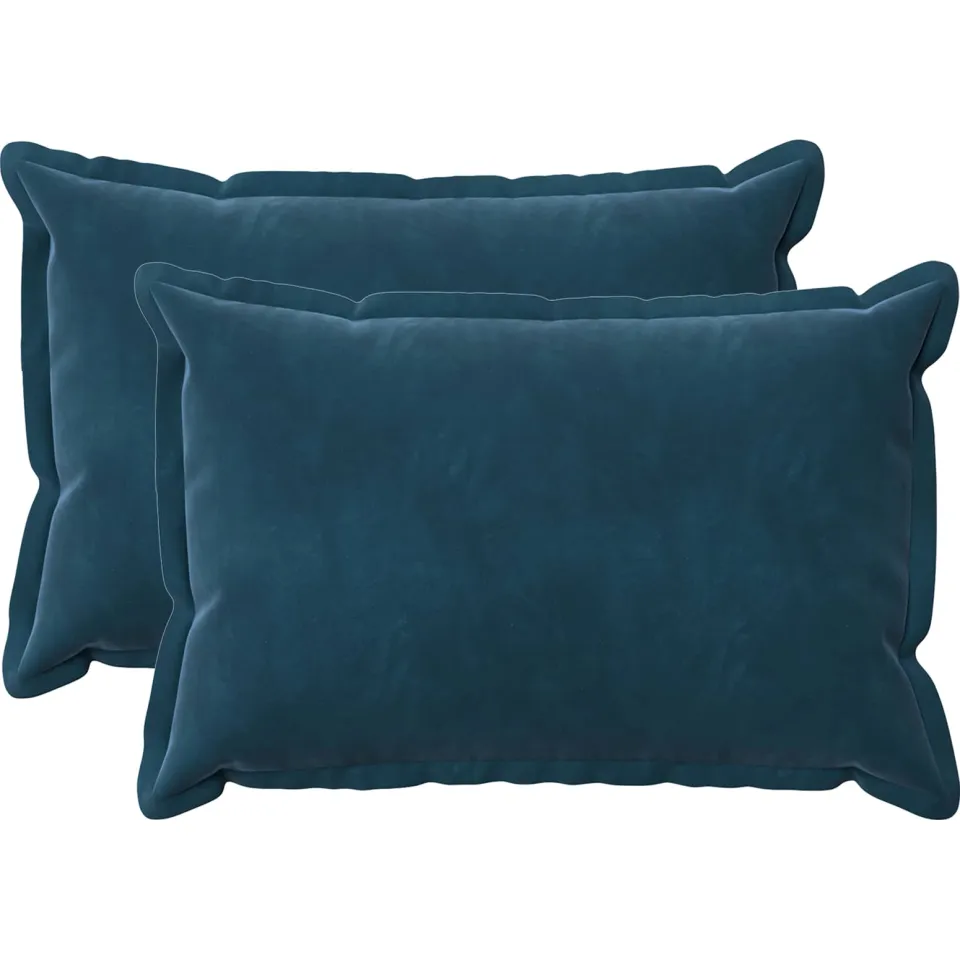vidaXL Kussensloop 2 st HOUTEN Blauw 30 x 50 cm fluweel, foto 3